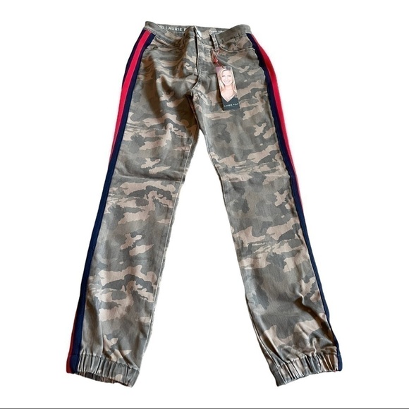 LAURIE Felt Power Silky Track Stripe Camo Print Jeans - Picture 2 of 11